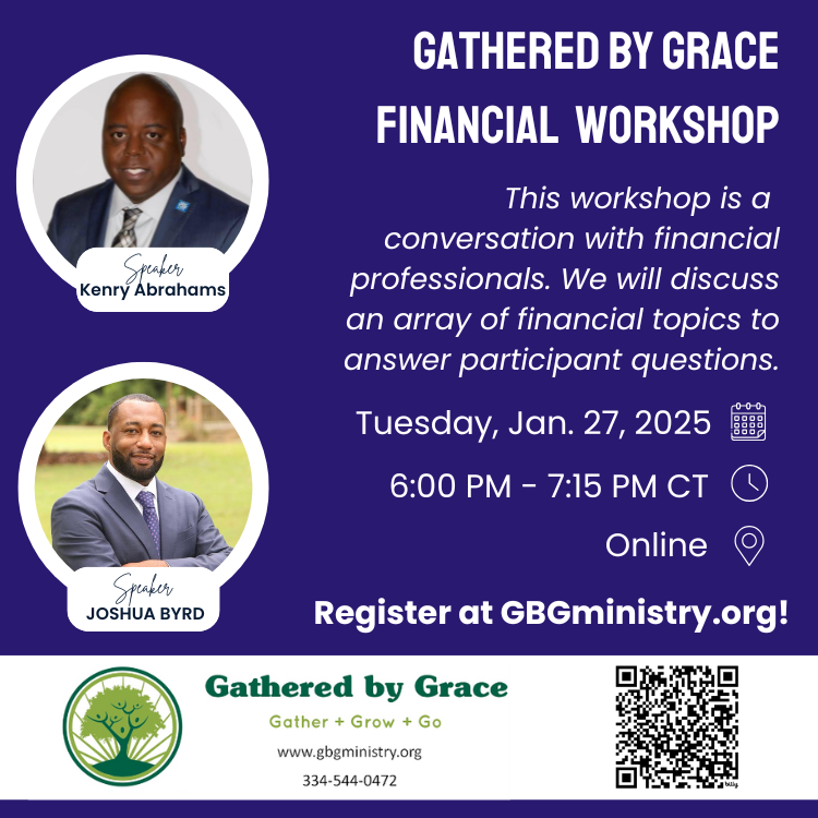 Financial Workshop (3) GBG Prays written on a dark background with details of upcoming prayer meeting on July 2 at 6 pm referenced